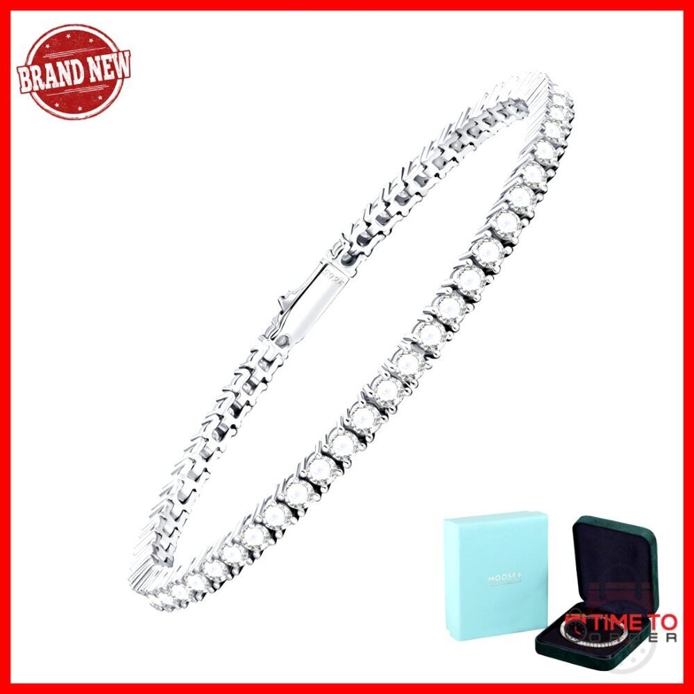 Sterling Silver Moissanite Tennis Bracelet Elegant Minimal Classic Anniversary